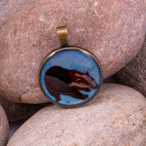 Handcrafted Bespoke Mr Badger Pendant; set in bronze effect metal bezel.| Jabbawocky Crafts (jabbawockycrafts.co.uk)