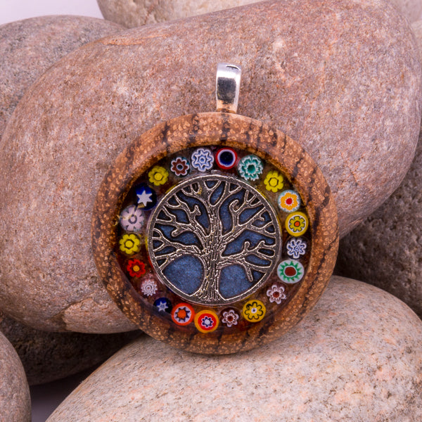 Handcrafted Bespoke Tree of Life Pendant; set in hand-turned zebrano wood.| Jabbawocky Crafts (jabbawockycrafts.co.uk)