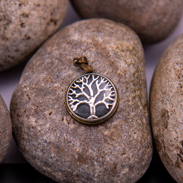 Handcrafted Bespoke Tree of Life (small) Pendant; set in bronze effect metal bezel.| Jabbawocky Crafts (jabbawockycrafts.co.uk)