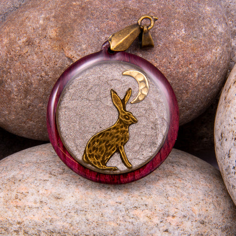 Moon Gazing Hare Pendant (#1175)